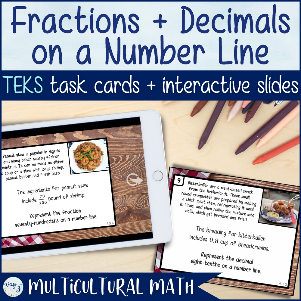 Fractions & Decimals on a Number Line in Diverse Recipes - 4th Grade TEKS 4.3G