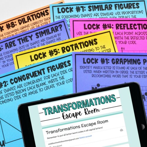 Transformations Review Escape Room - Digital Activity & Printable ...
