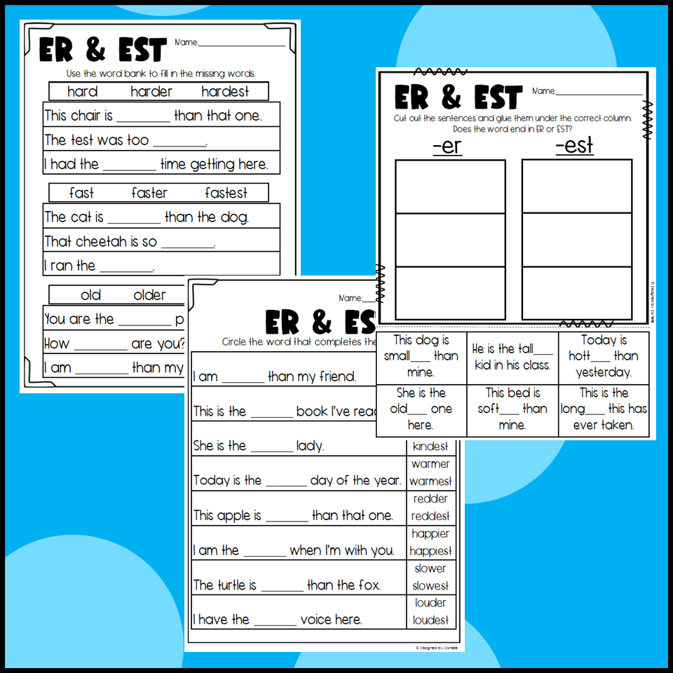 ER and EST Endings Worksheets: Comparative Endings | Made By Teachers