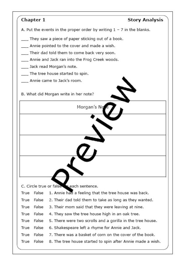 Magic Tree House "Thanksgiving on Thursday" worksheets - Made By Teachers