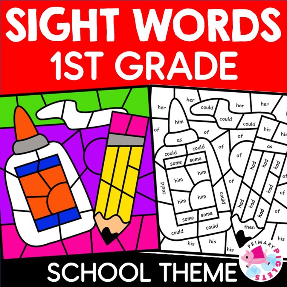 Back to School Color by Sight Words Code 1st Grade
