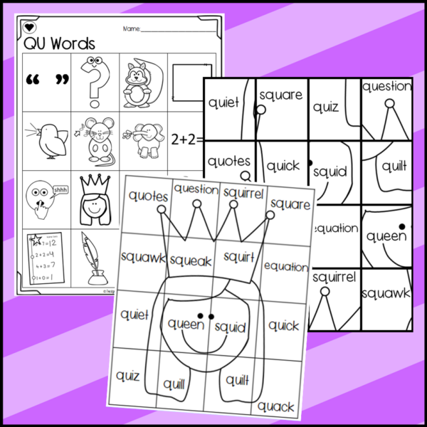 Qu Words Rwi QU Words Mystery Pictures: Fun Cut and Paste Worksheets - Made By Teachers