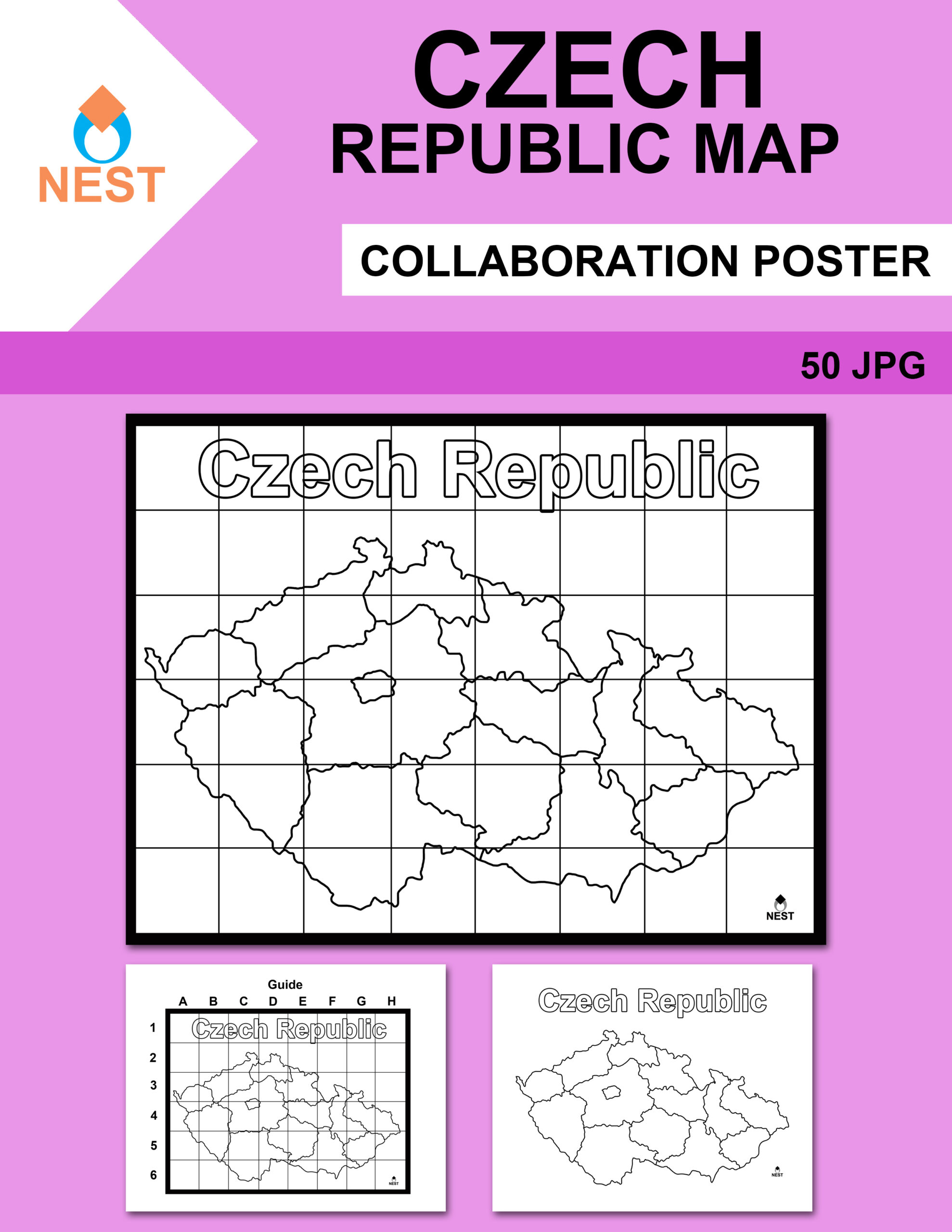 Czech Republic Map Collaboration Poster