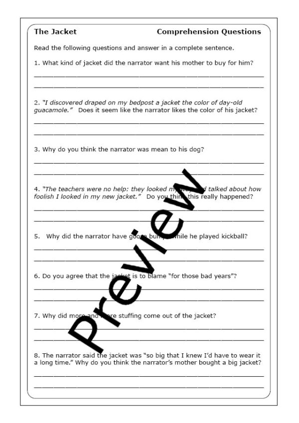 Gary Soto "The Jacket" worksheets | Made By Teachers