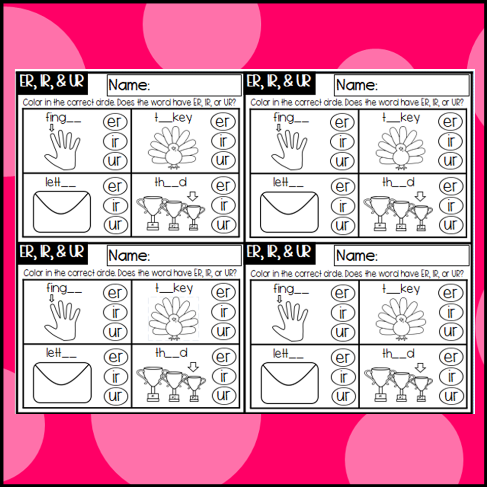 Er ir and ur words exit slips bossy r made by teachers