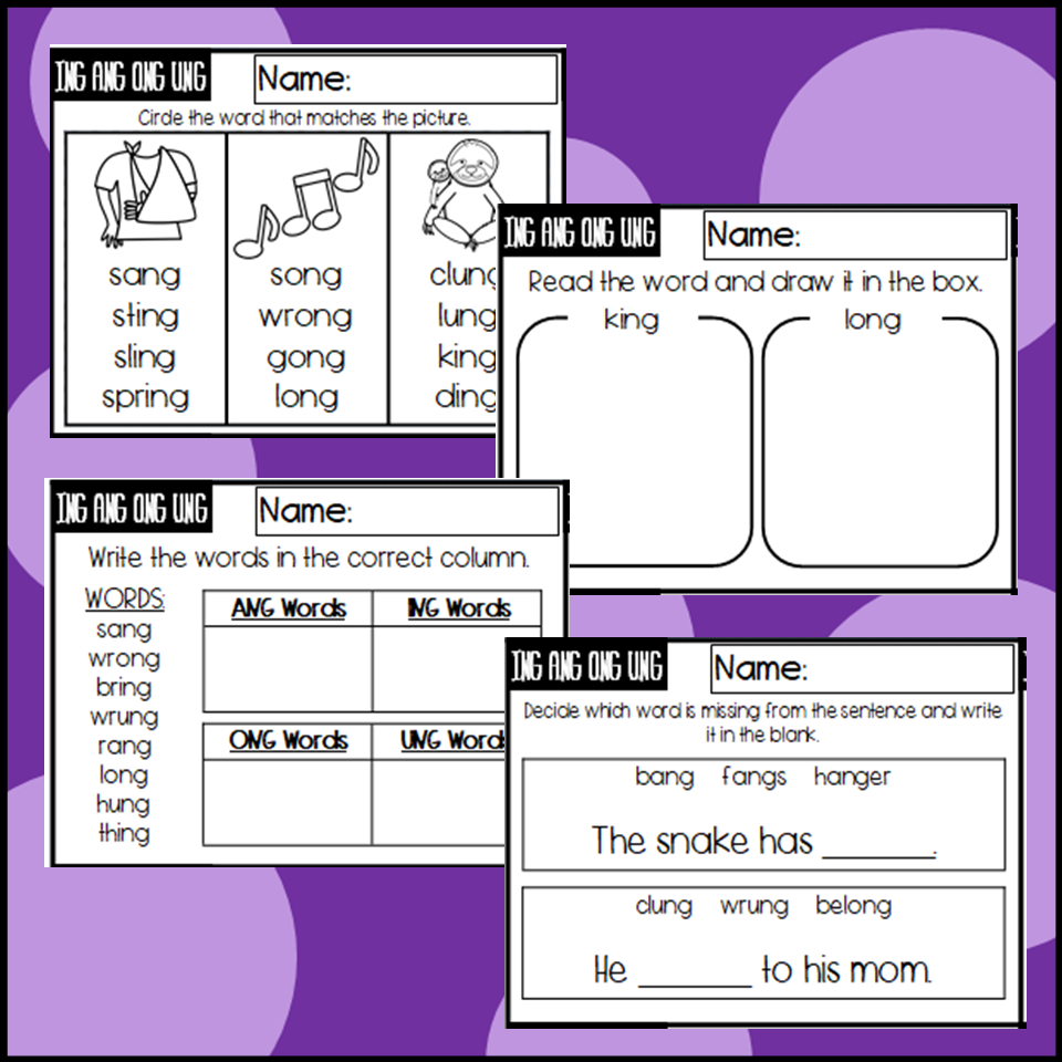 Ing ang ong and ung exit slips made by teachers