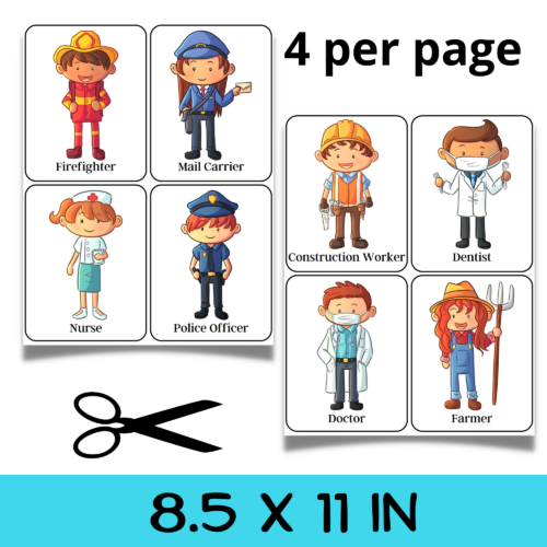 Community Helpers Flashcards -Labor Day Flashcards - English Vocabulary ...