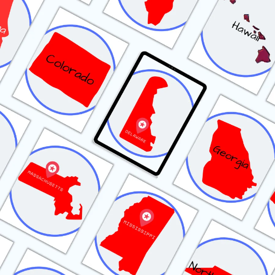 States and Capitals Small Stickers