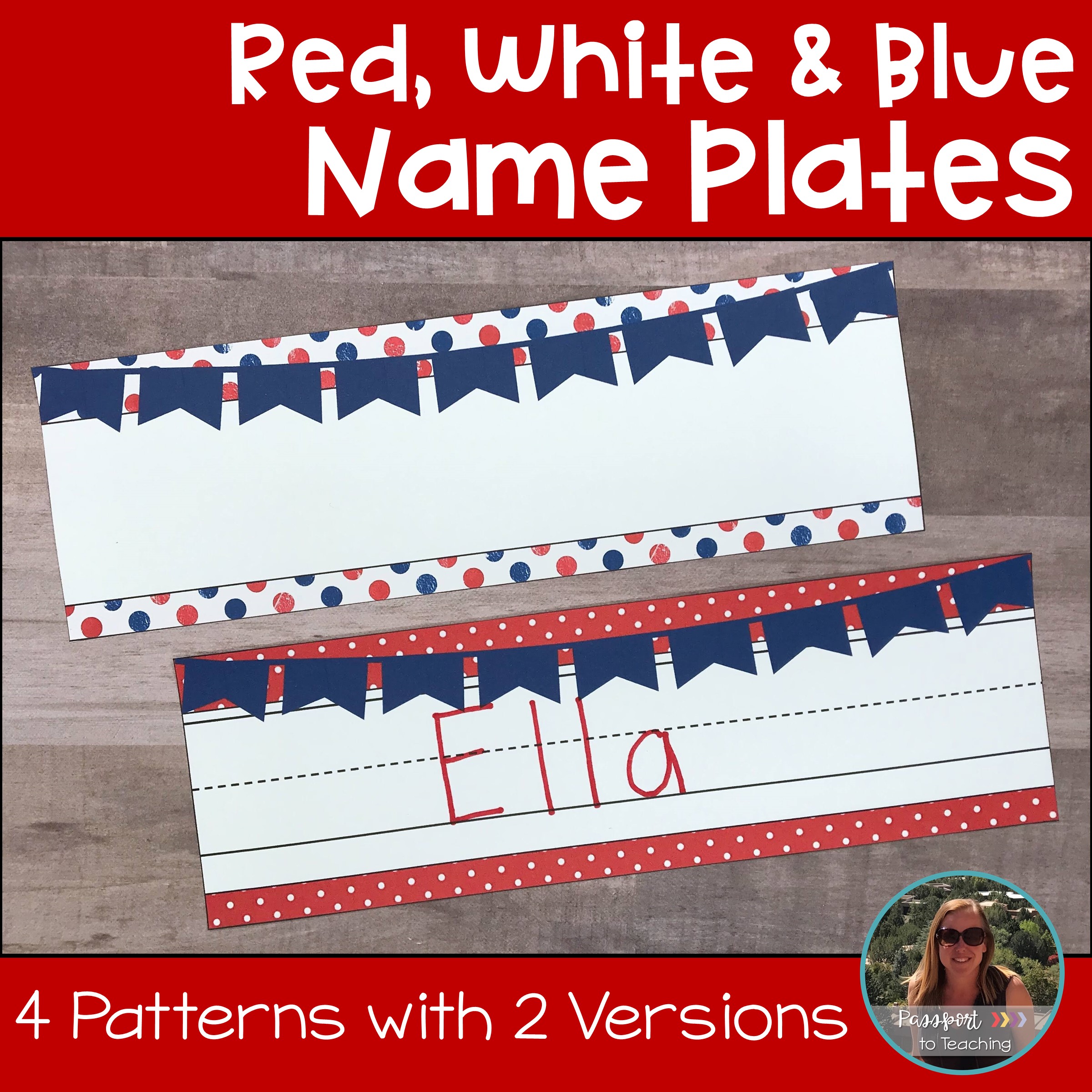 Red White and Blue Name Plates