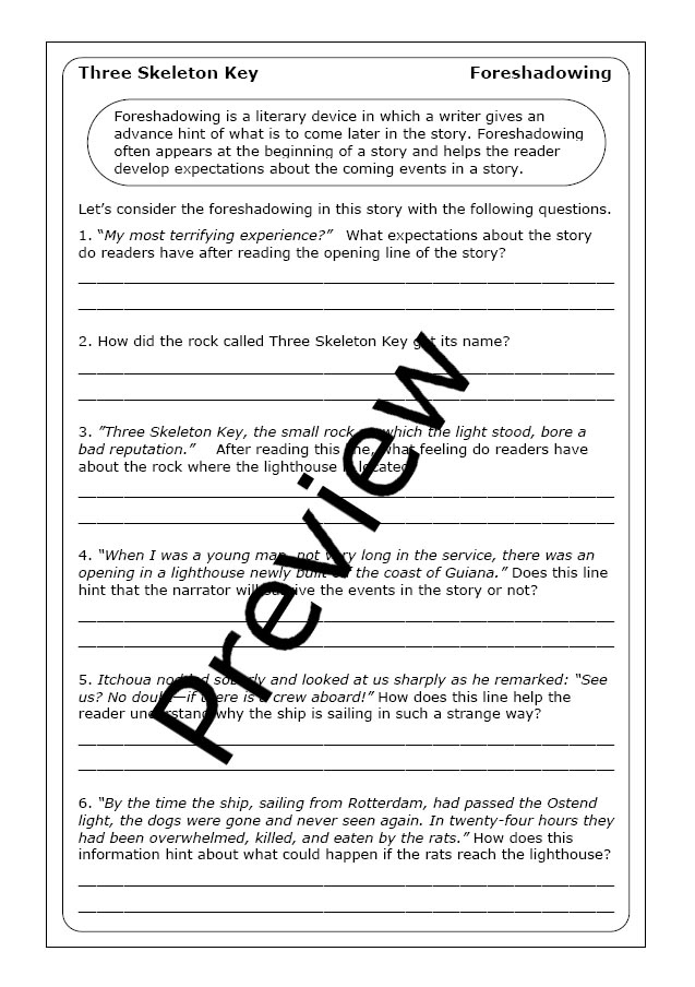 Toudouze "Three Skeleton Key" worksheets Made By Teachers