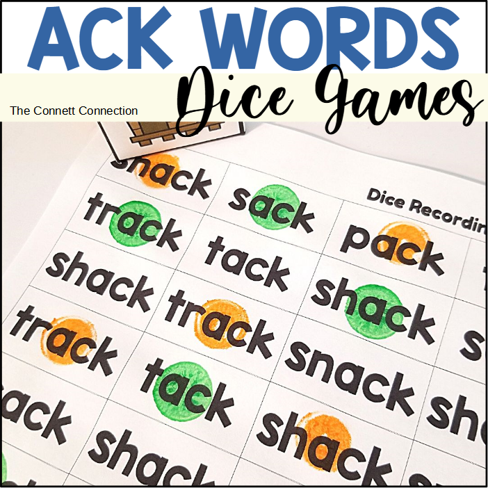 ACK Words Dice Games A Ending Digraphs Phonics Game Made By Teachers