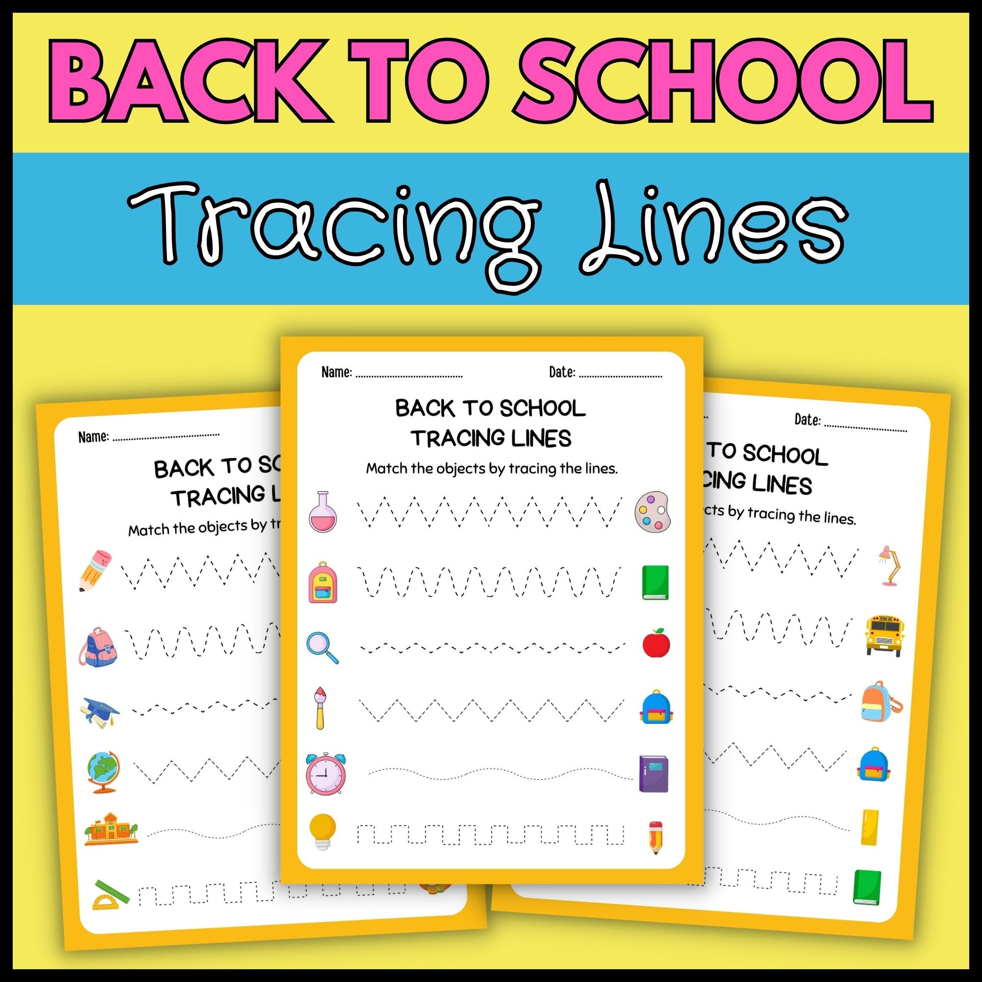 Back to School Tracing Lines Practice PreWriting Fine Motor Skills