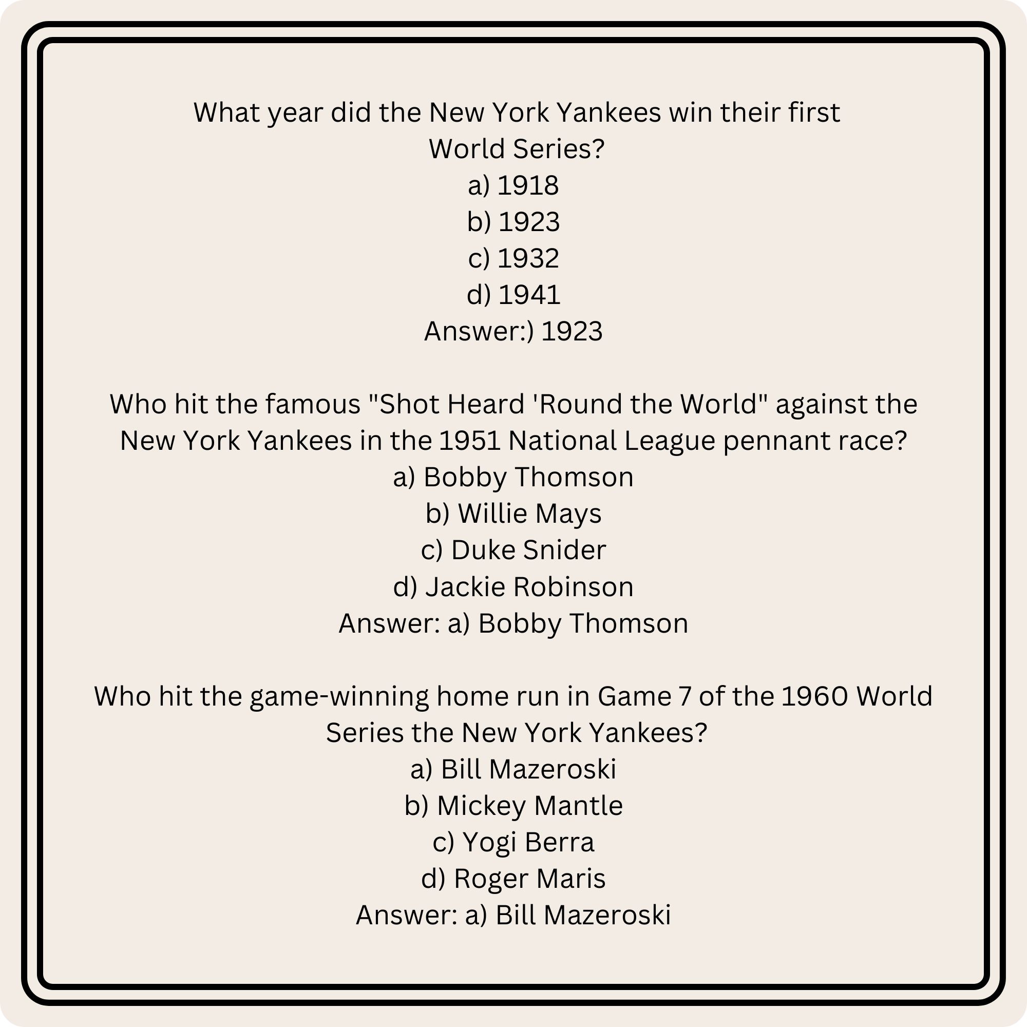 "Test Your Knowledge Fun and Challenging New York Yankees Baseball