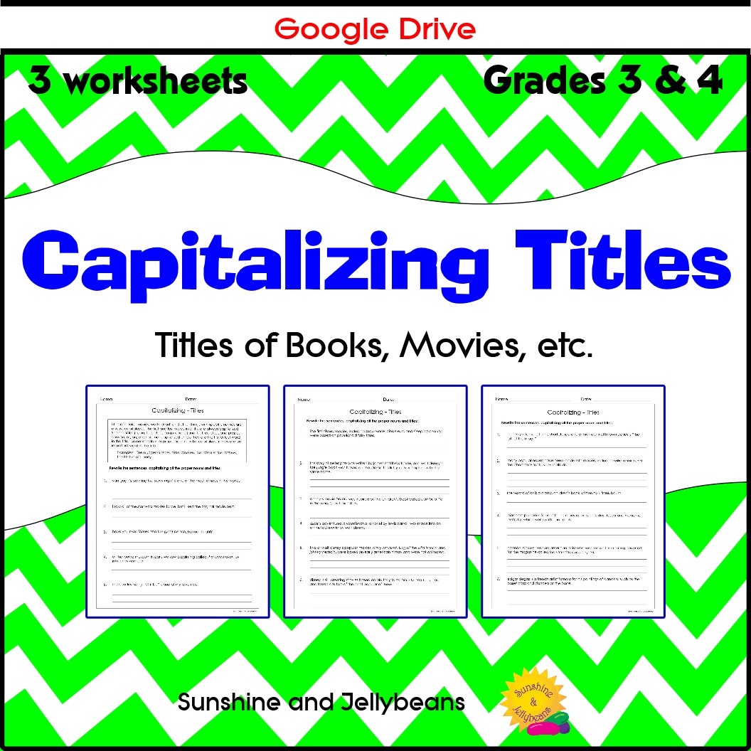 Capitalizing Titles 3 Practice Worksheets Grades 3 4 5 Google