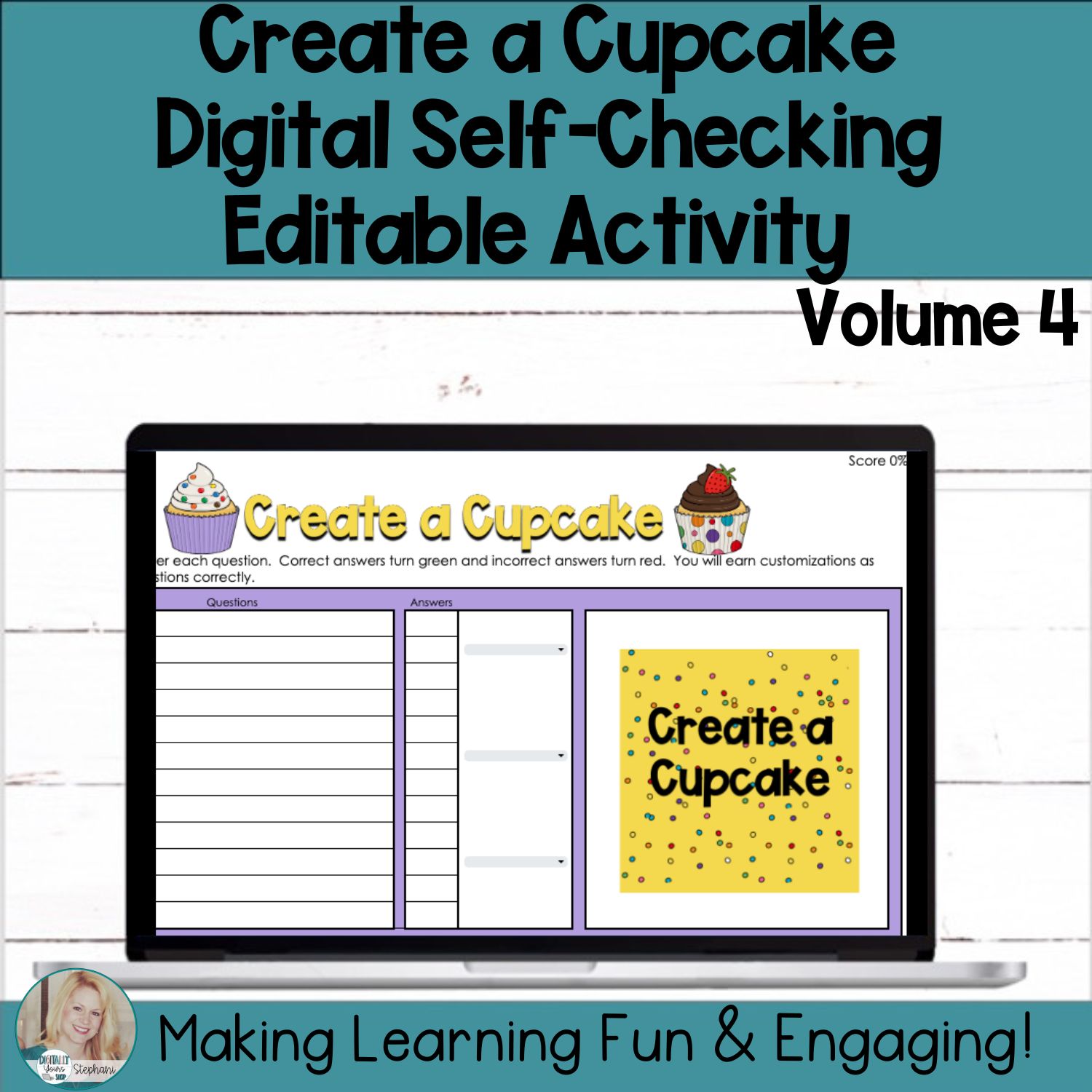 Create a Cupcake Self-Checking Template Digital Resource Activity Vol. 4