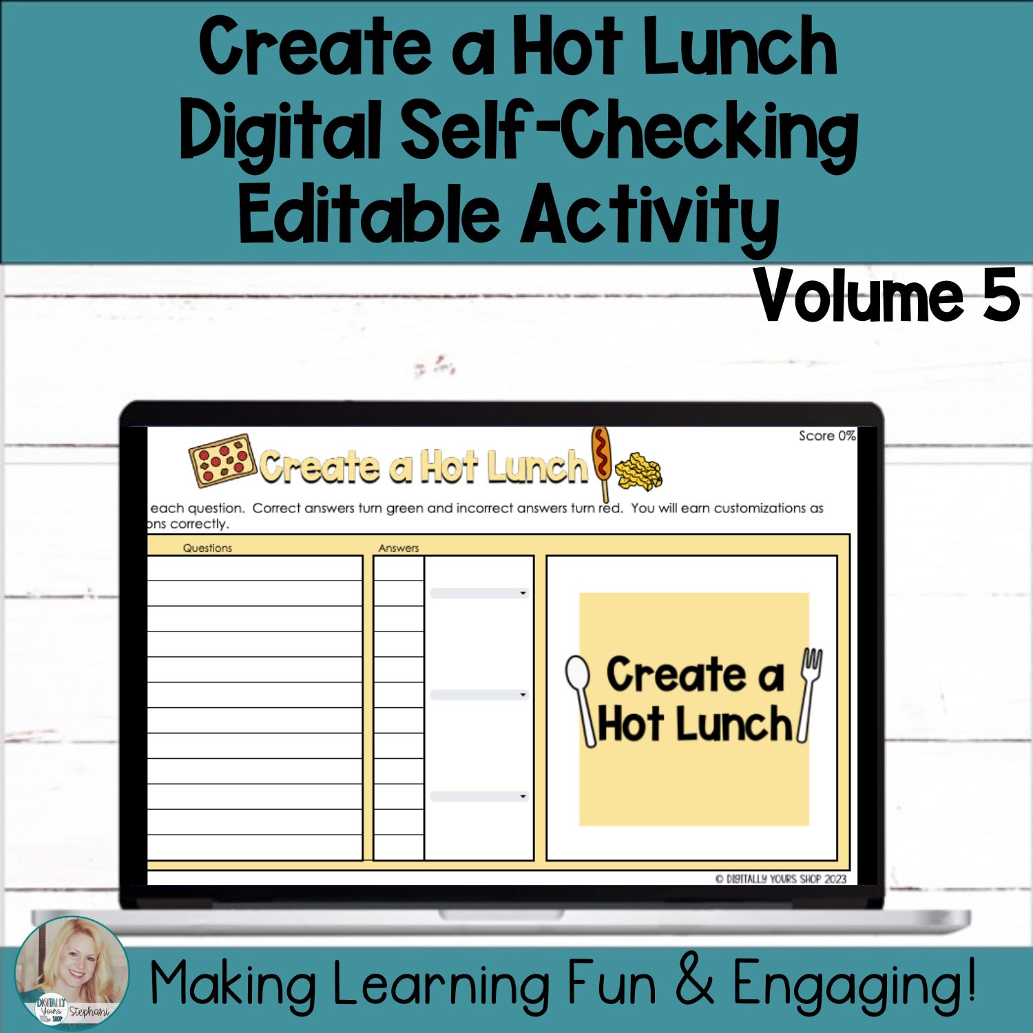 Create a Hot Lunch Self-Checking Template Digital Resource Activity Vol. 5