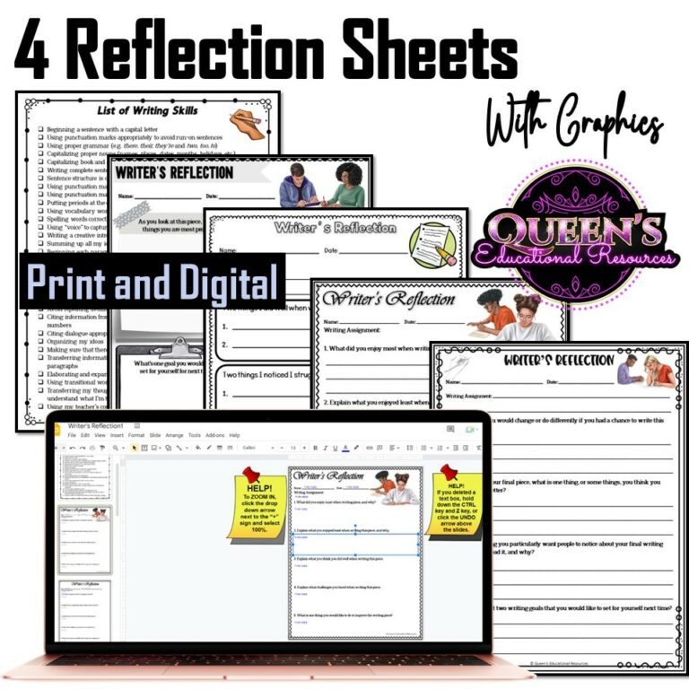 Reflection Sheets Reflection Worksheets Reading and Writing