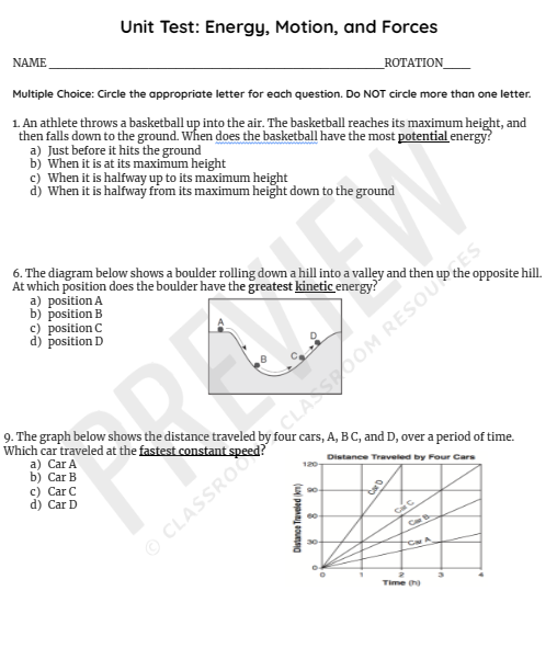 Energy, Motion, & Force 17 question quiz Made By Teachers