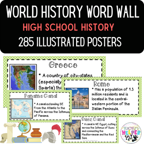 Word Wall Vocabulary Posters for WORLD HISTORY Units HIGH SCHOOL 285 ...