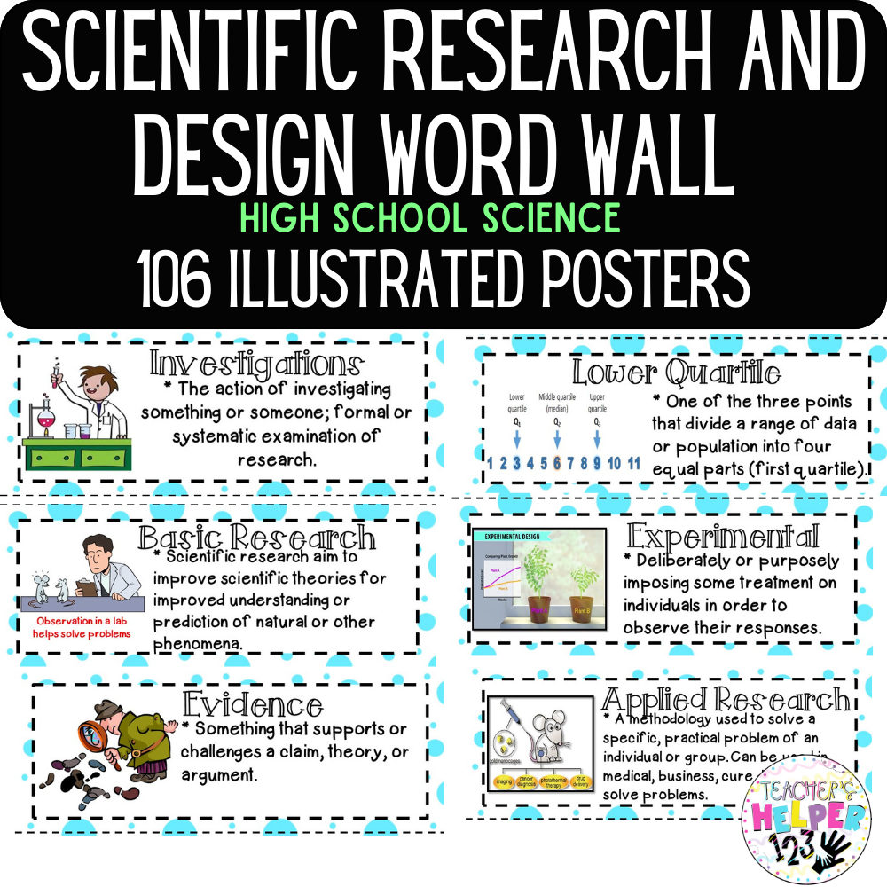 Word Wall Vocab 107 Posters | Scientific Research/ Design Experimentation | HS