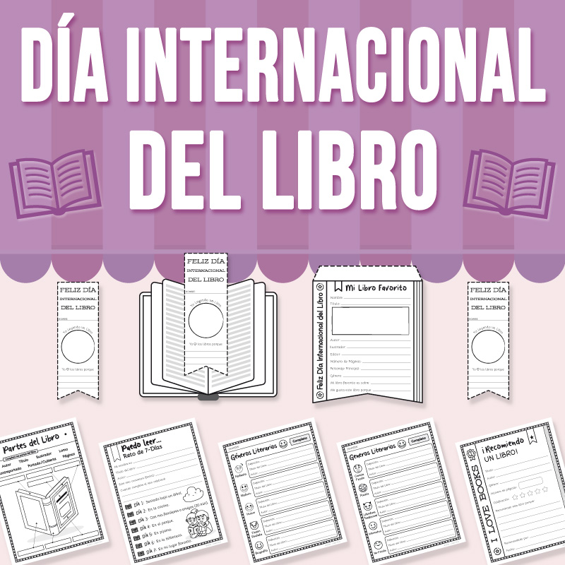Día Internacional del Libro Actividad: Pennant, Bookmark & Printable Activities