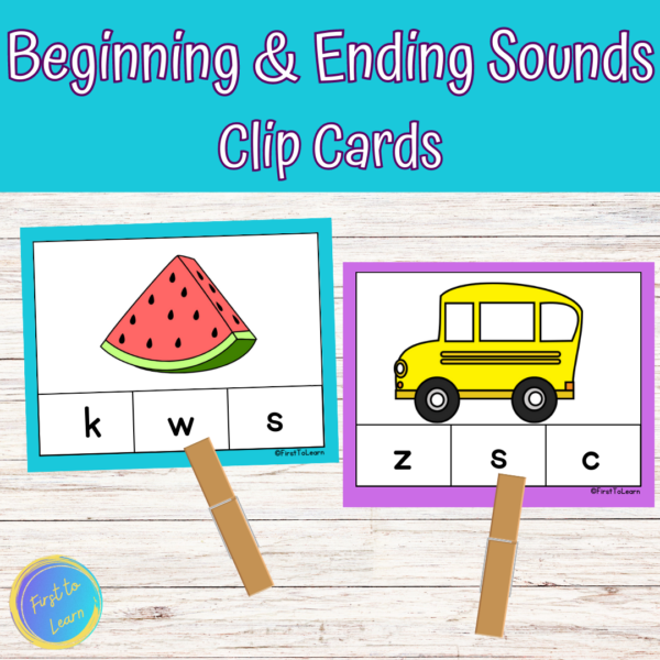 Beginning and Ending Sounds Clip Cards Kindergarten/First Grade - Made ...