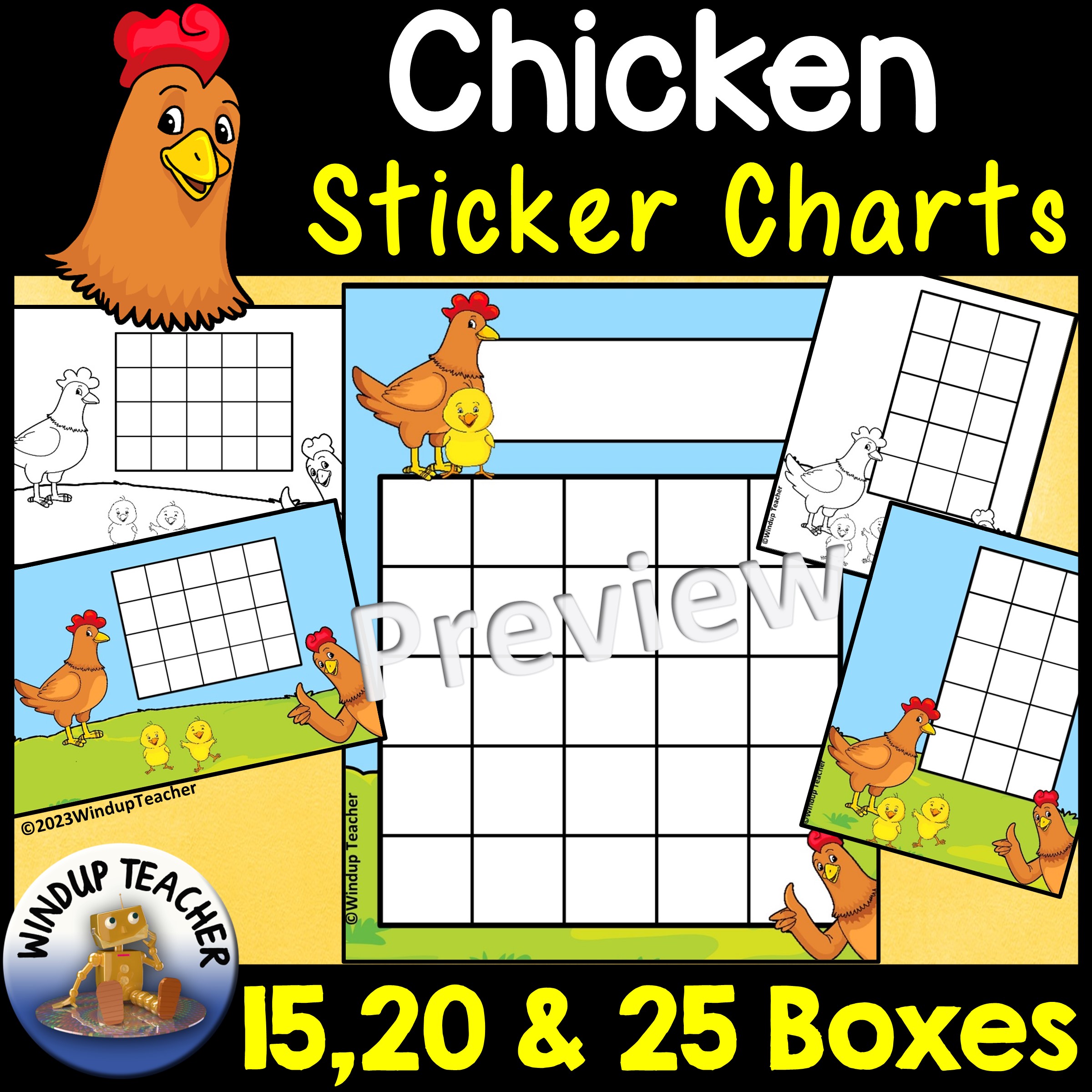 Farm Animal Sticker Charts | Chicken