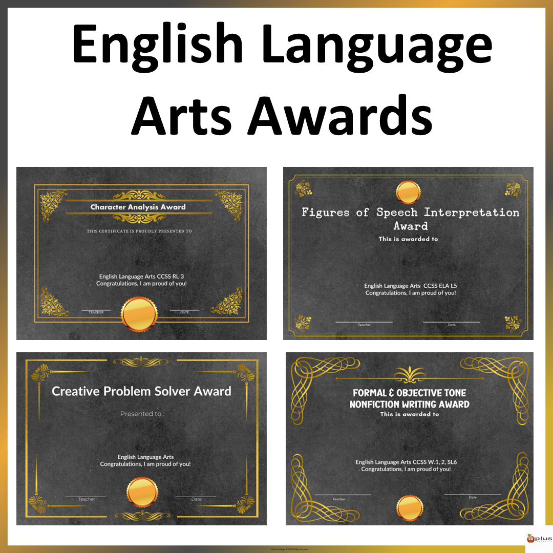 English Language Arts Certificate Awards For Middle and High School