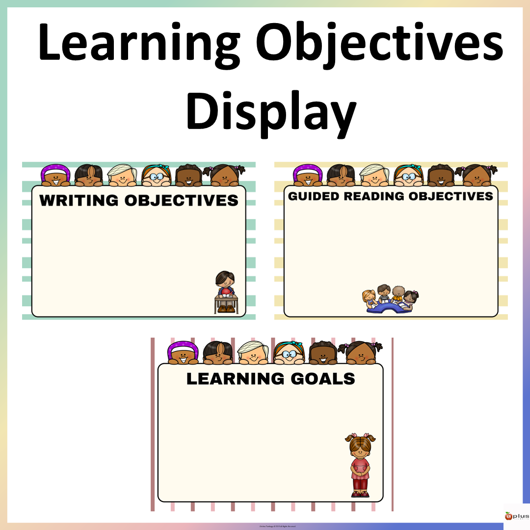 Learning Objectives Bulletin Board Display Posters Stripes Theme Editable