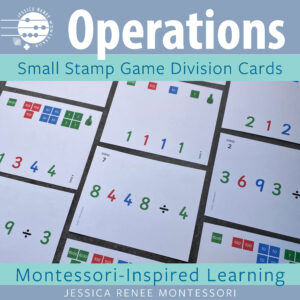 Montessori Math 4-Digit Stamp Game Division with Small Cards