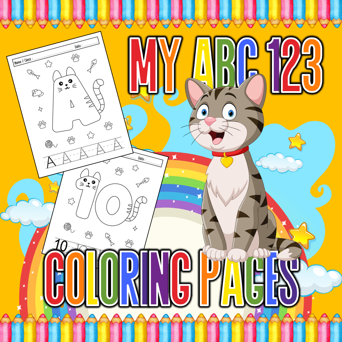 ABC 123 Cat Coloring Pages | Made By Teachers