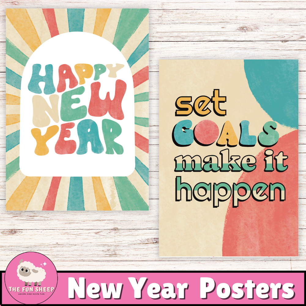 New Year Growth Mindset Posters | Happy New Year 2024 bulletin board ...