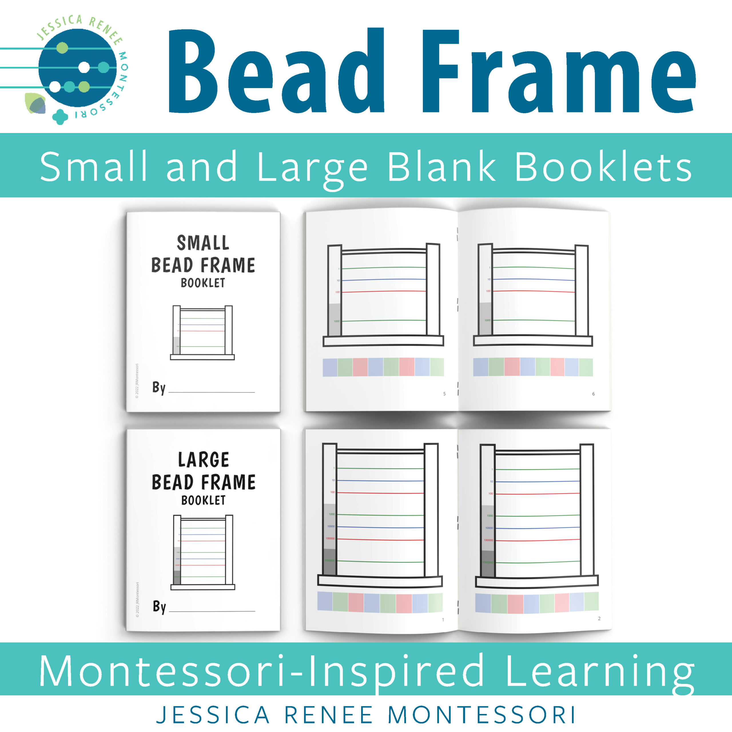 Montessori Math Small and Large Bead Frame Blank Booklets Bundle
