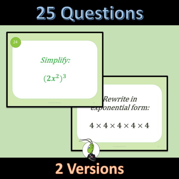 Exponent Rules BINGO Task Cards Algebra 1 Game Made By Teachers