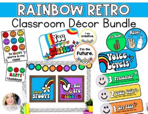 Retro Classroom Decor Bundle - Rainbow Color Scheme | Made By Teachers
