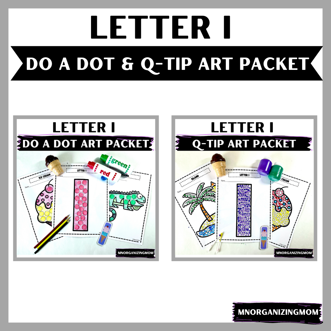 Letter I Do A Dot and Q-Tip Art Packet Bundle
