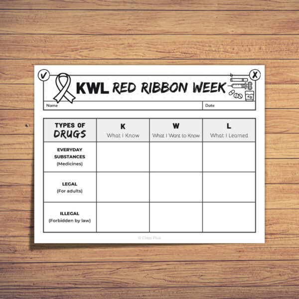 KWL Red Ribbon Week | FREE - Made By Teachers