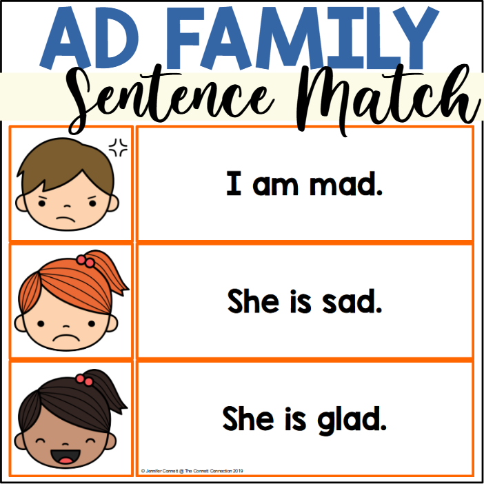 AD Word Family Sentence Matching Made By Teachers