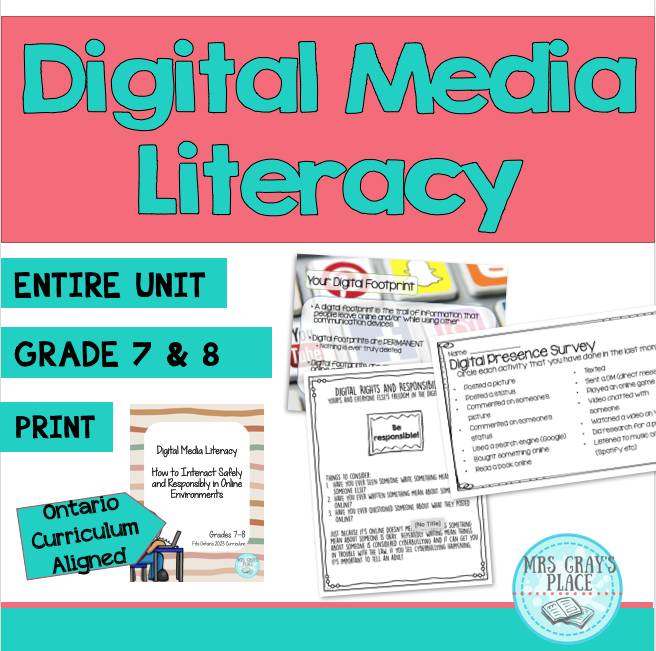 Digital Media Literacy (10 Lessons) - Grade 7-8