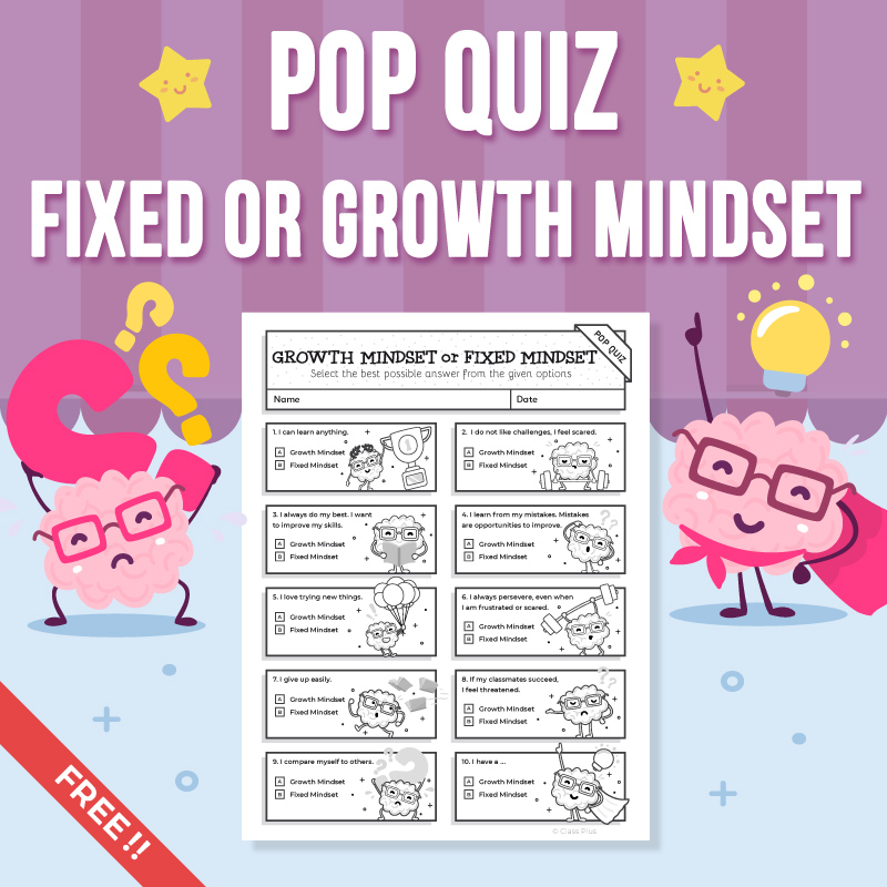 Pop Quiz Fixed Mindset or Growth Mindset FREE