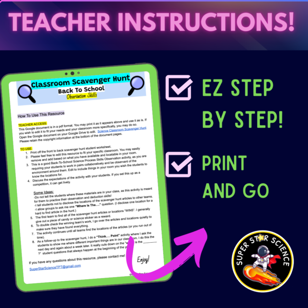 Science Classroom Scavenger Hunt STEM Activity Observation Skills ...