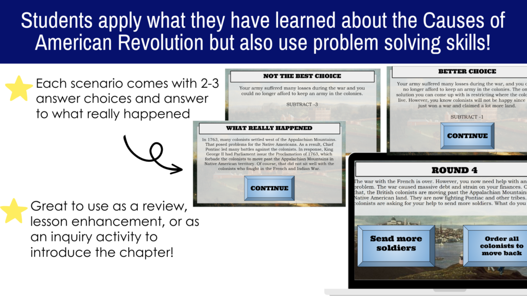 Causes of American Revolution Interactive digital game: King George ...