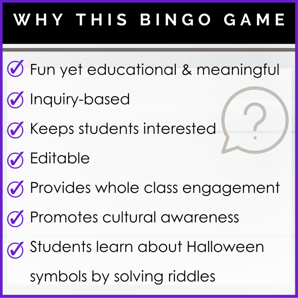 Social Science Riddles Halloween social studies activities : Symbols and Icons Bingo Game with ...