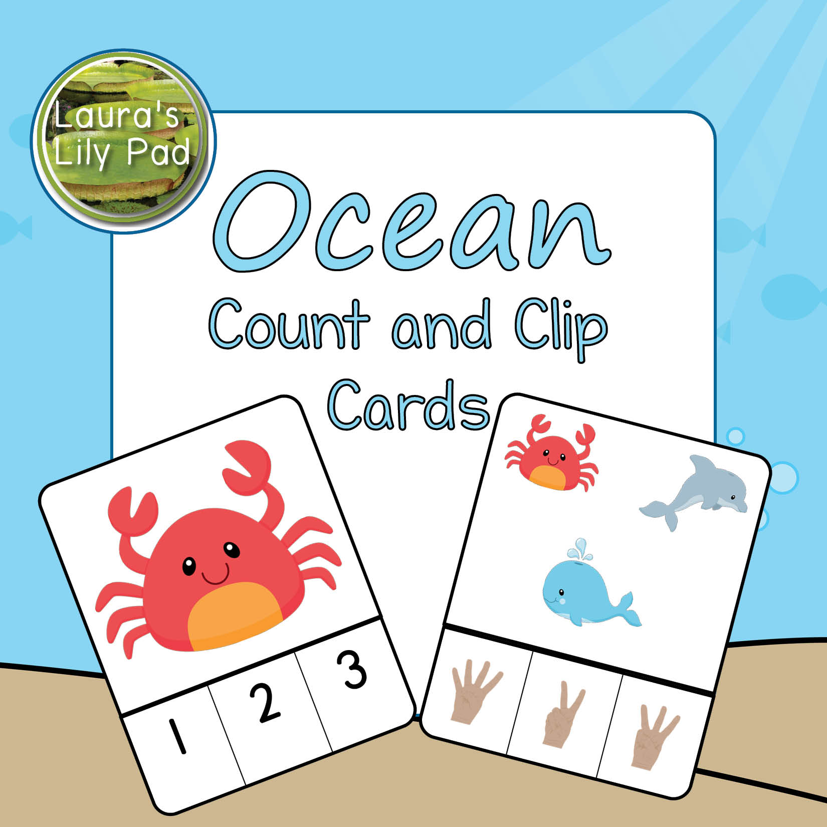 Ocean Animals Count and Clip Cards