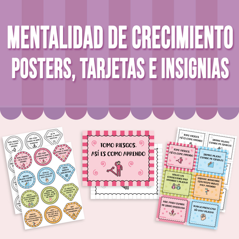 Mentalidad de Crecimiento Posters, Tarjetas e Insignias Imprimibles & Editables