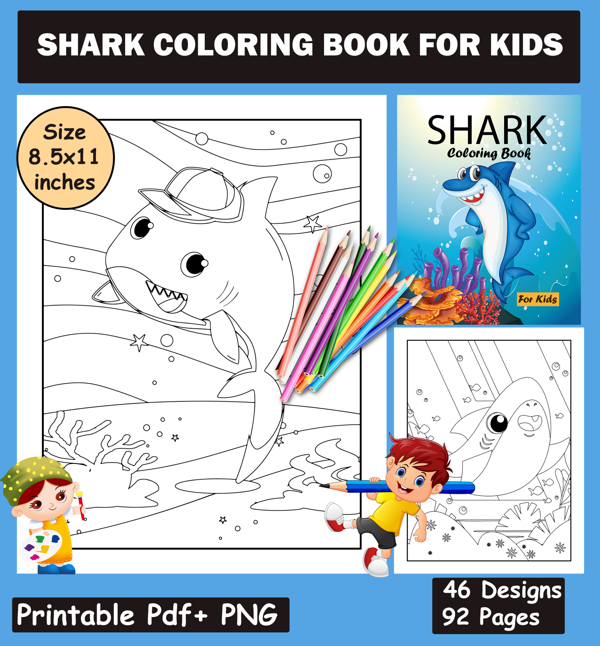 Cute Shark Coloring Pages For Kids