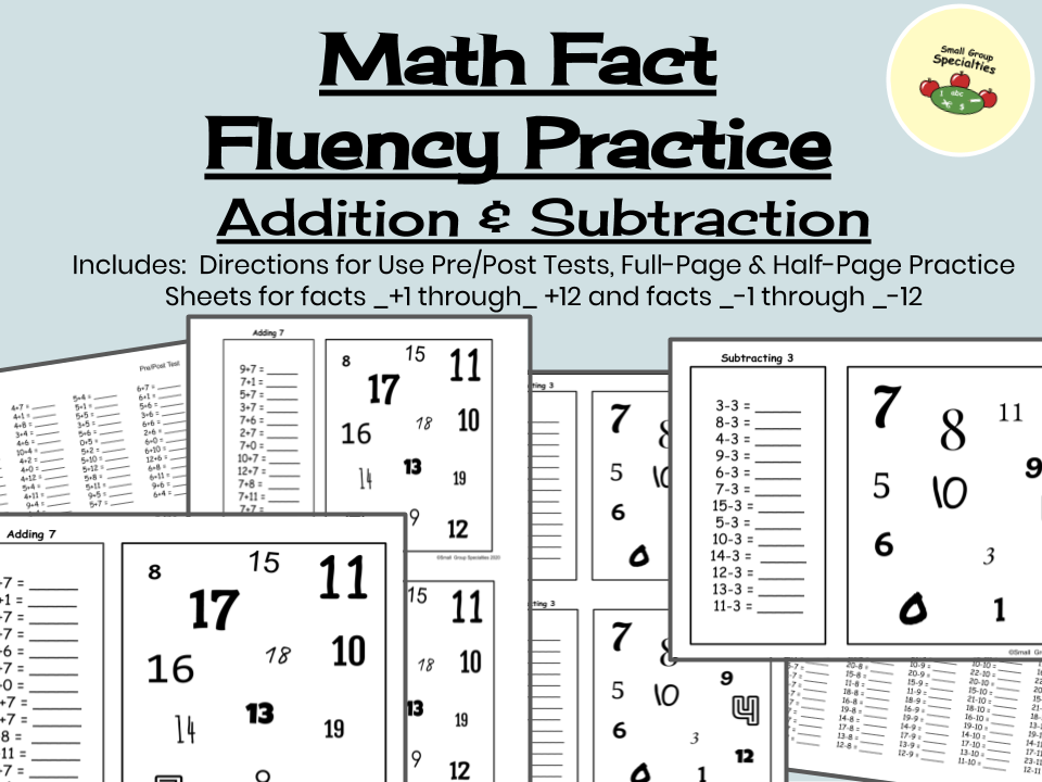 Addition and Subtraction Fact Practice - A Supplement to Online Fluency Drills