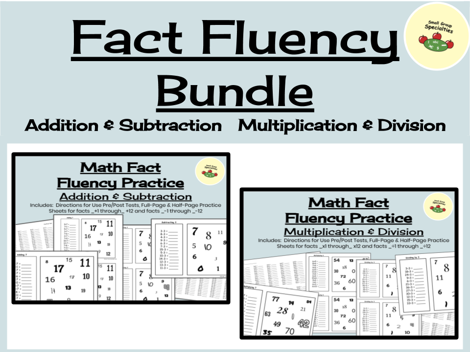 Math Fact Fluency Practice ~ Bundle ~ All Operations