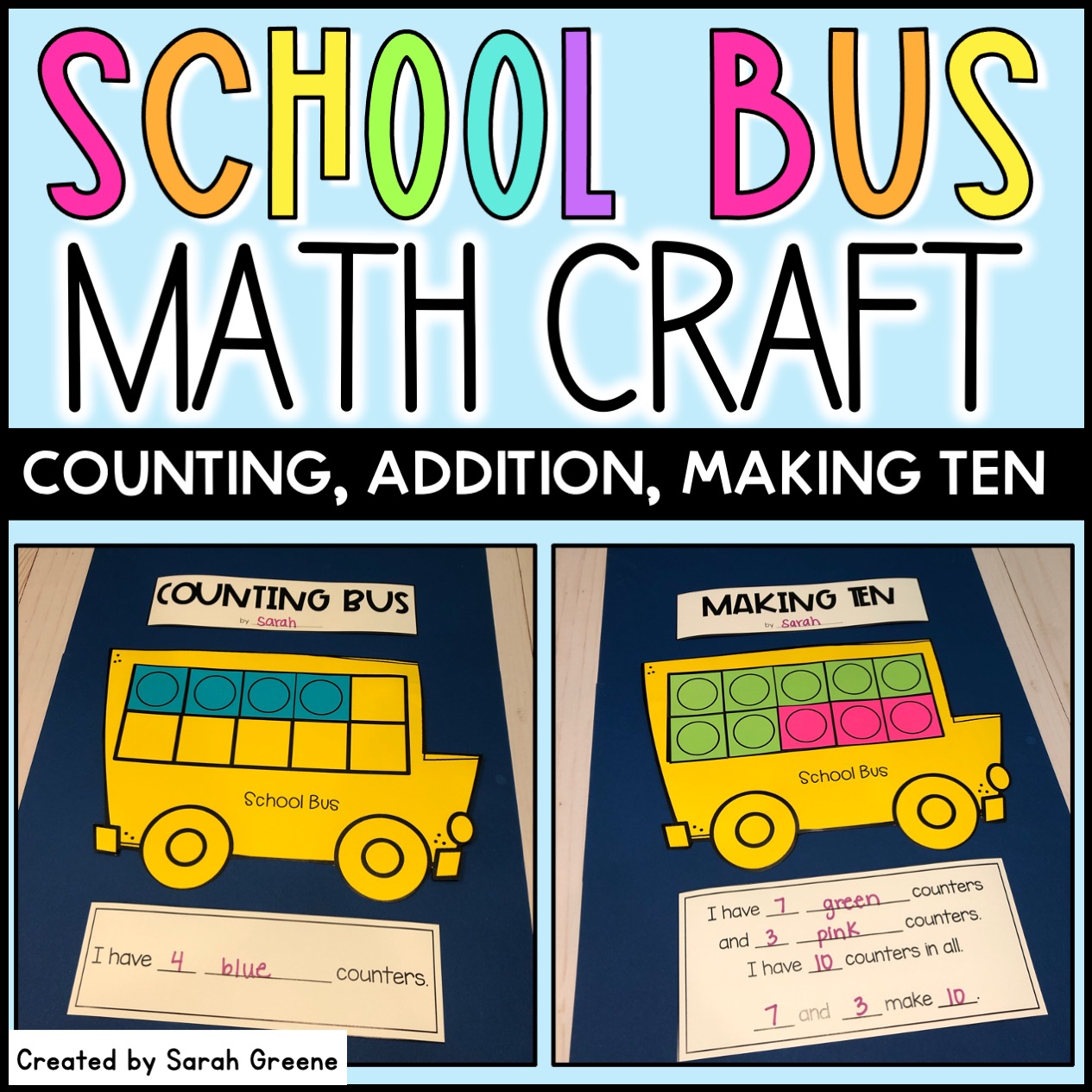 School Bus Math Craft (Counting, Addition, Making Ten)