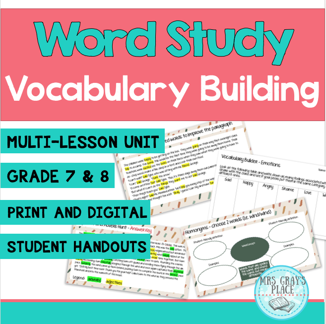 Word Study for Middle School Students - Vocabulary Builder Lessons/Activities